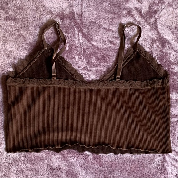 Ribbed Brown Cropped Tank Top - Picture 2 of 2